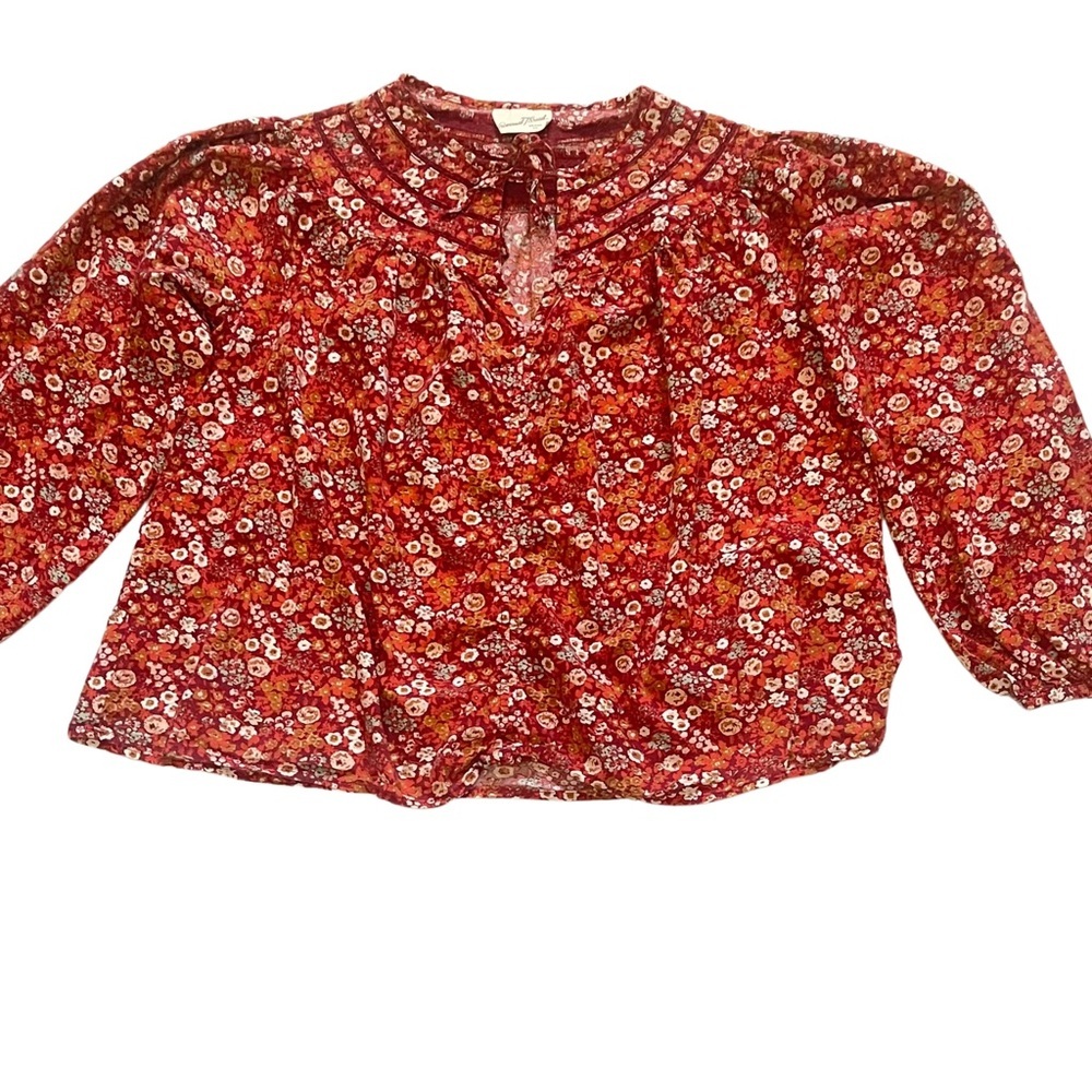 Universal Thread Red Ruched Tie Front Blouse - Picture 5 of 6